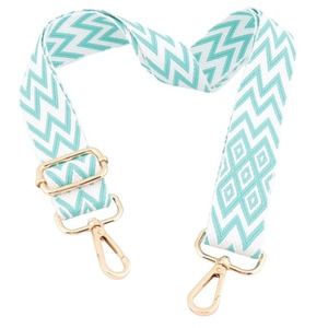 Goldtone Buckles 31"-+ " Crossbody Mint Green White Chevron Diamond Strap